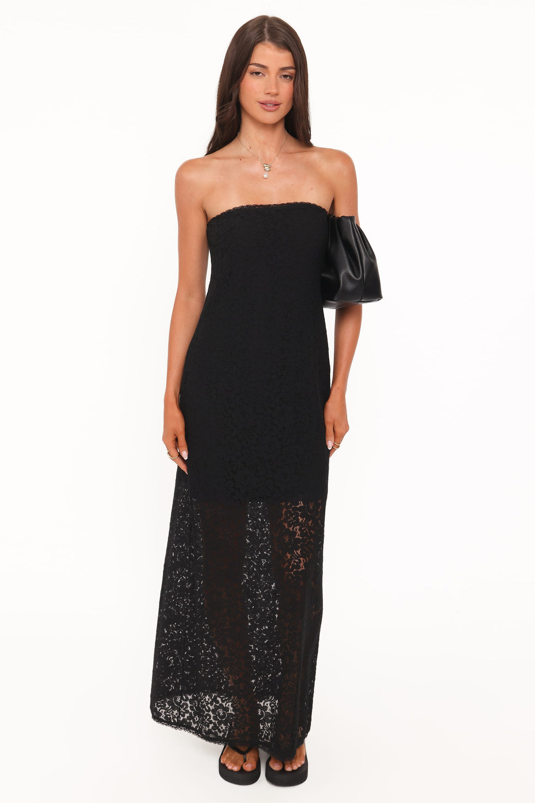 Sienna Strapless Maxi Dress - Black Lace