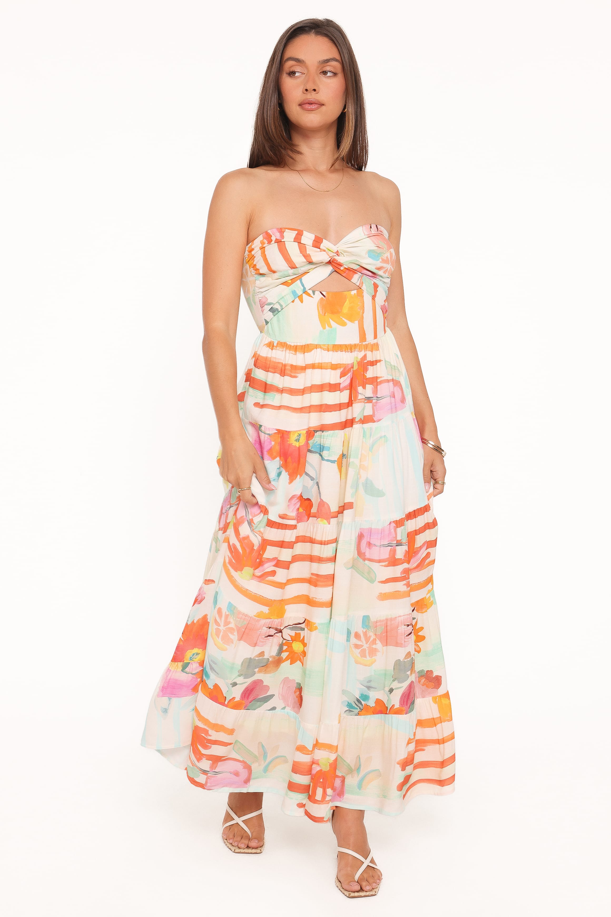 Sitara Strapless Midi Dress - Blue Alfresco Floral
