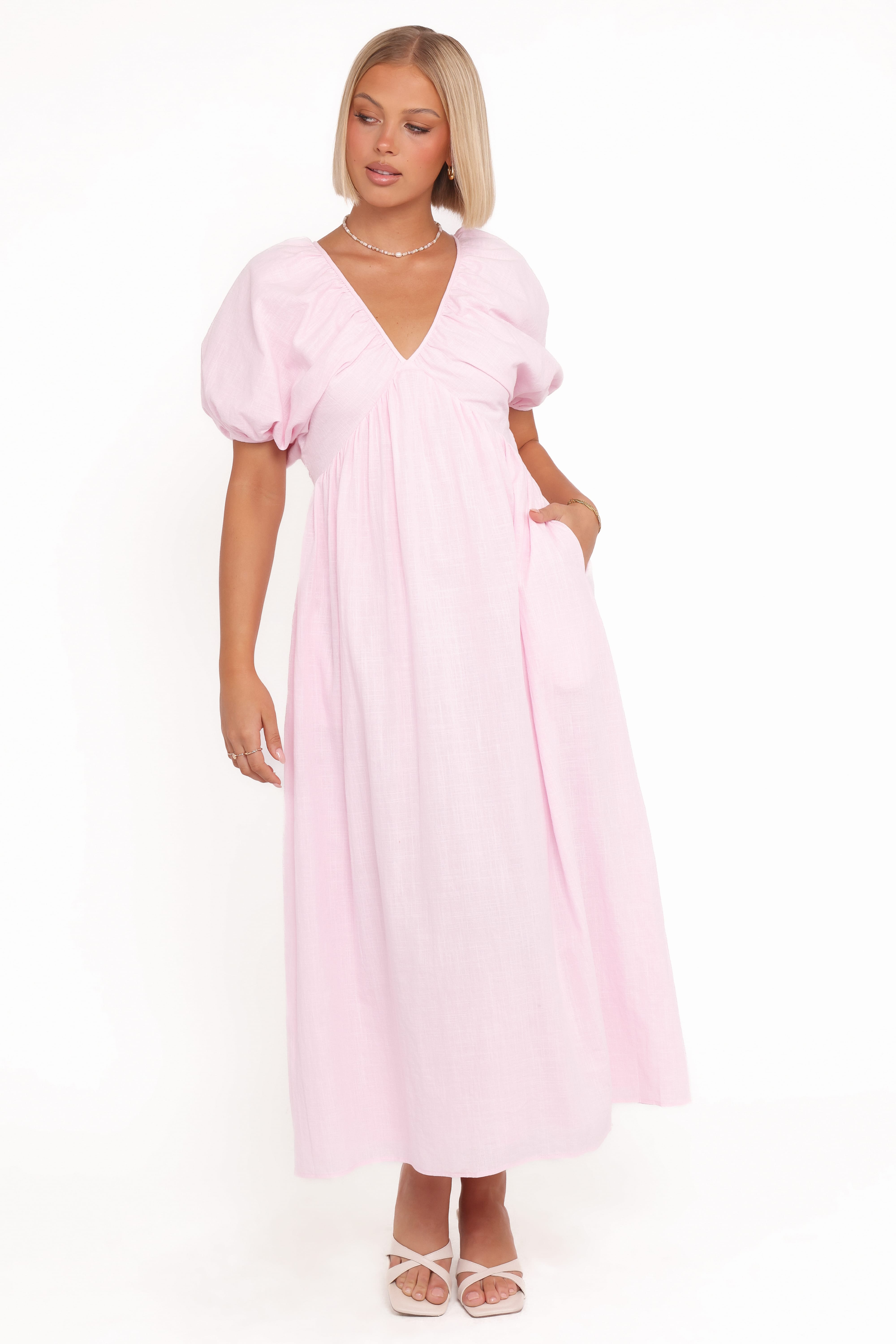 Sullivan Puff Sleeve Maxi Dress - Pink
