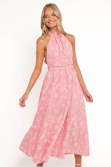 Taila Halterneck Midi Dress - Pink