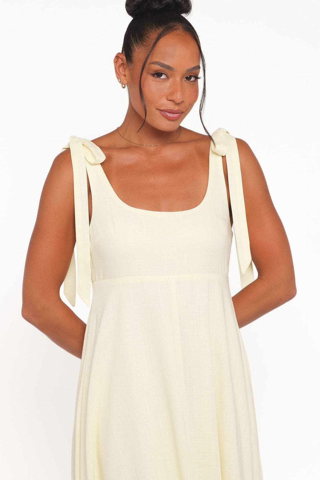 Valara Tie Shoulder Maxi Dress - Butter Yellow