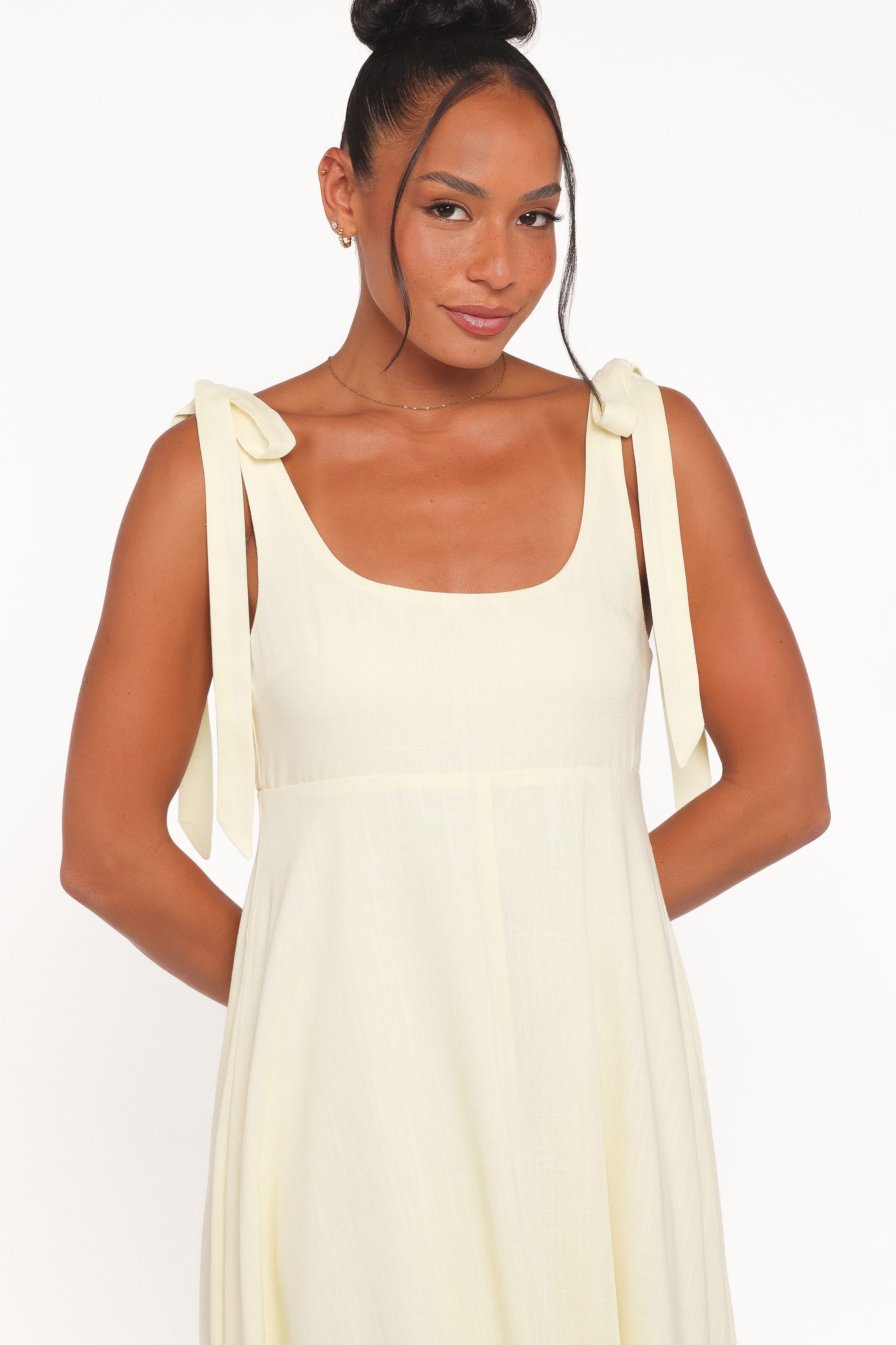 Valara Tie Shoulder Maxi Dress - Butter Yellow