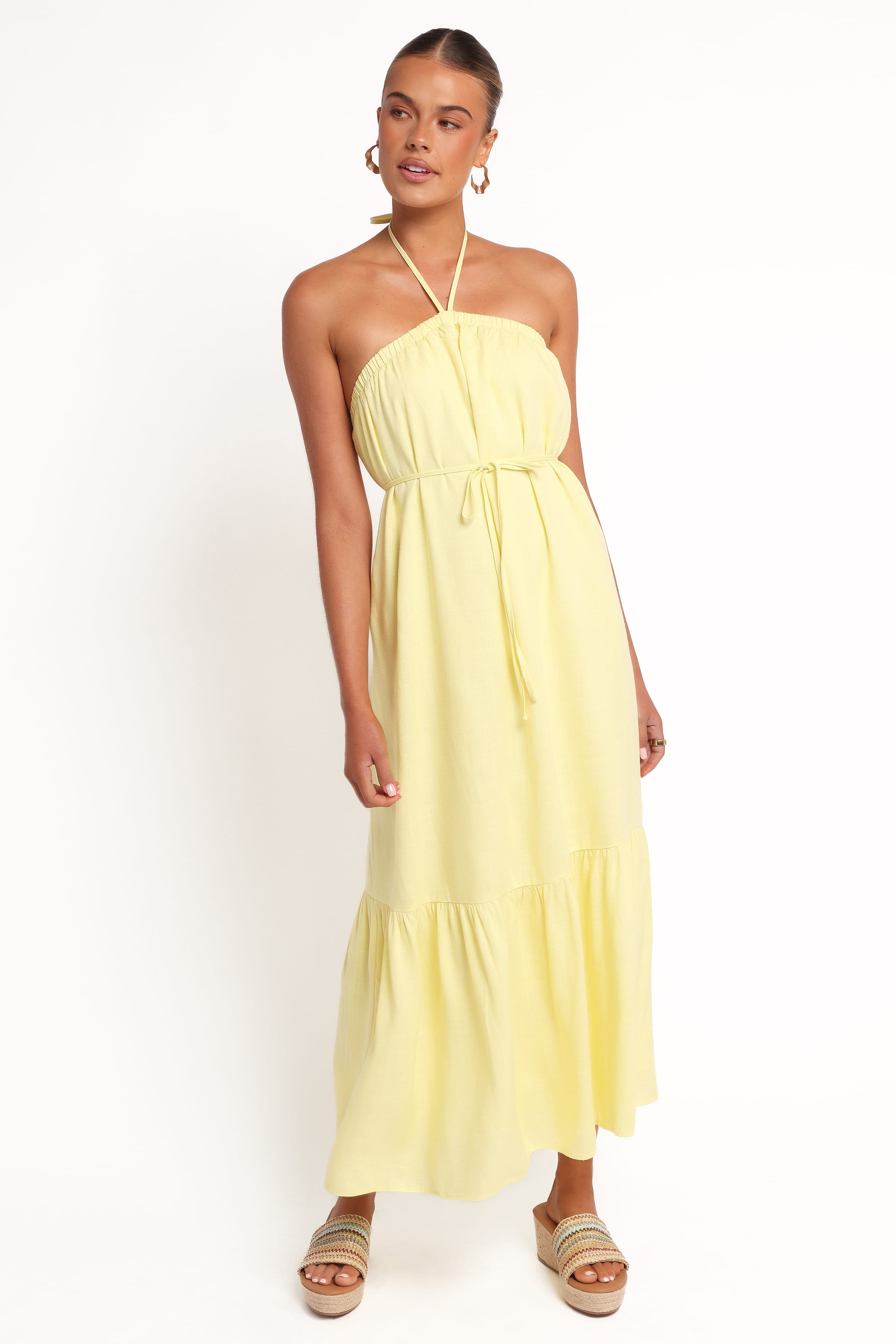 View Halterneck Maxi Dress - Lemon