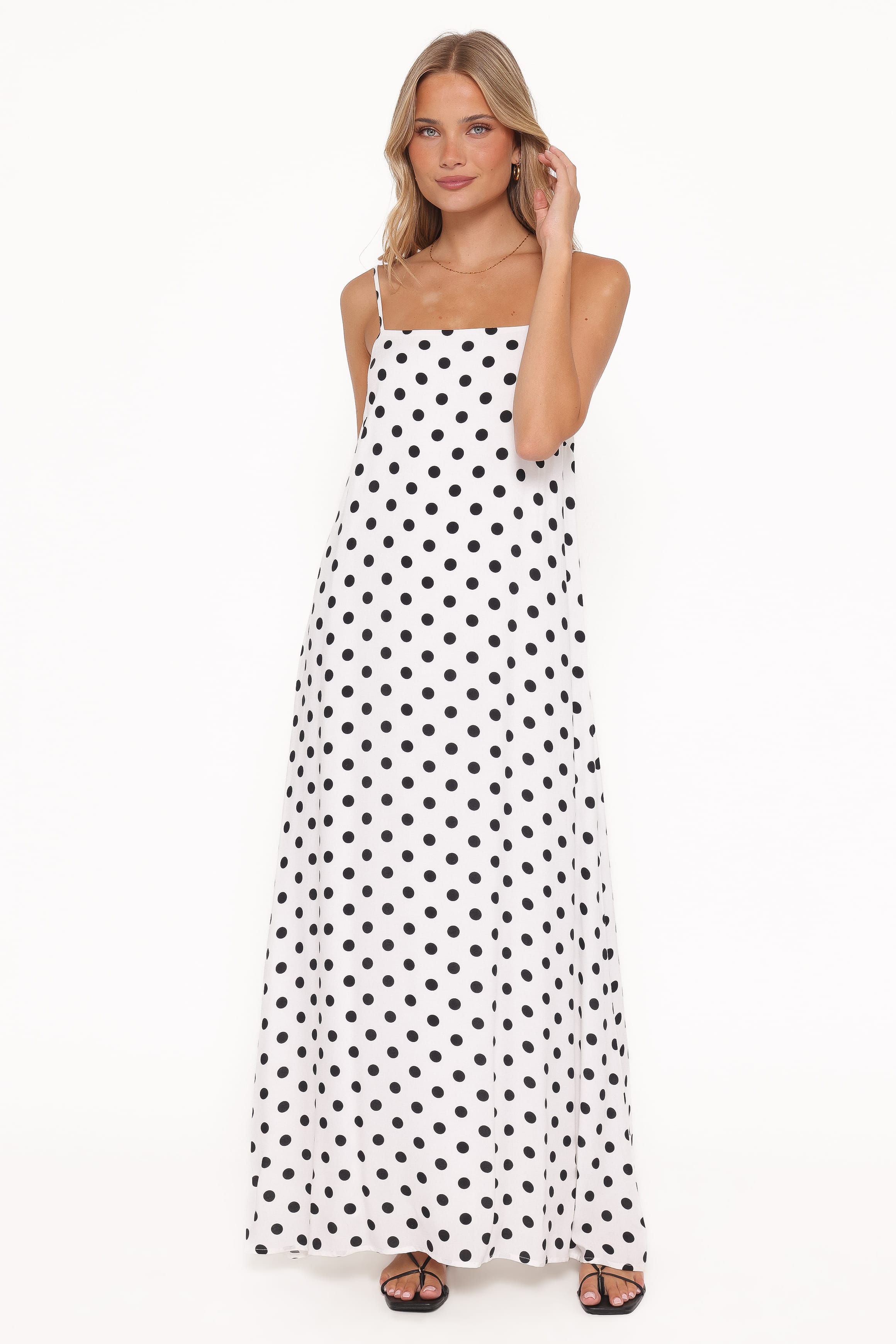 Virgo Maxi Dress - White Polka Dot