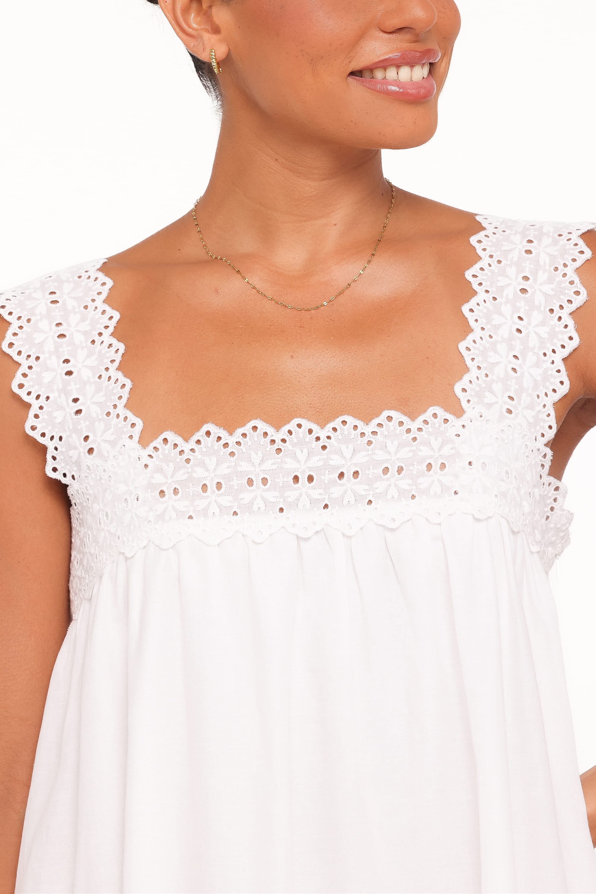 Winora Midi Dress - White Broderie