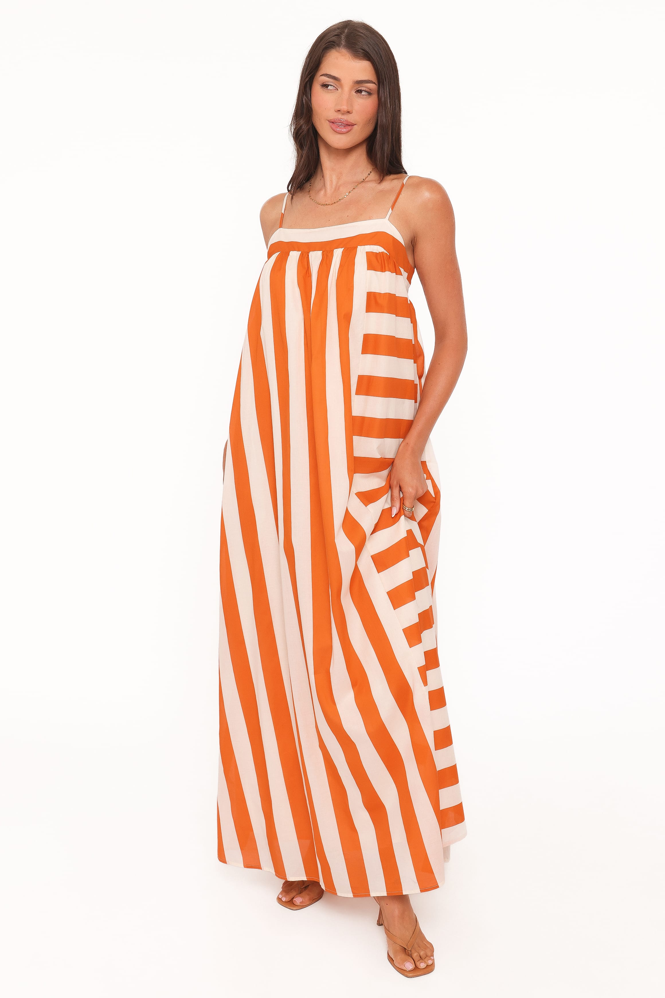 Yanika Maxi Dress - Orange/White Stripe